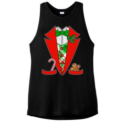 Christmas Tuxedo Costume Top Ladies PosiCharge Tri-Blend Wicking Tank