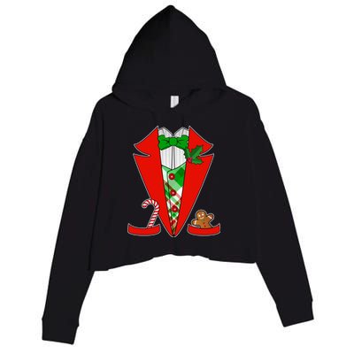 Christmas Tuxedo Costume Top Crop Fleece Hoodie