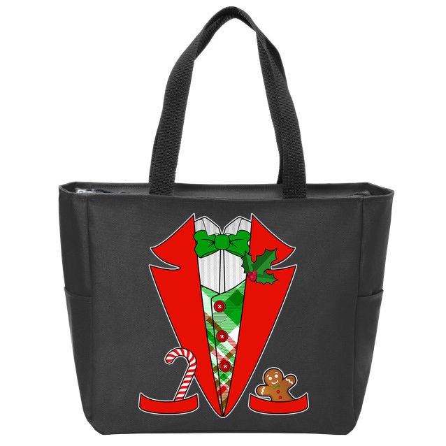 Christmas Tuxedo Costume Top Zip Tote Bag
