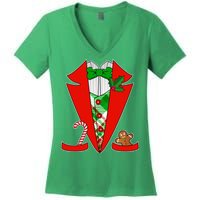 Christmas Tuxedo Costume Top Women's V-Neck T-Shirt