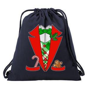 Christmas Tuxedo Costume Top Drawstring Bag