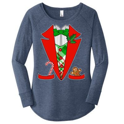 Christmas Tuxedo Costume Top Women's Perfect Tri Tunic Long Sleeve Shirt