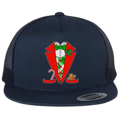 Christmas Tuxedo Costume Top Flat Bill Trucker Hat