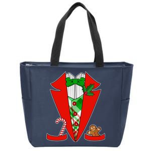 Christmas Tuxedo Costume Top Zip Tote Bag