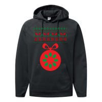 Christmas Ugly Sweater Pregnancy Ornament  Performance Fleece Hoodie