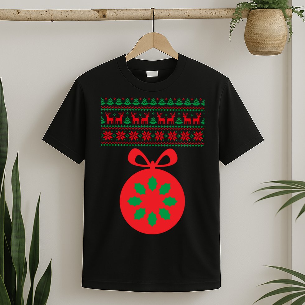 Christmas Ugly Sweater Pregnancy Ornament  T-Shirt