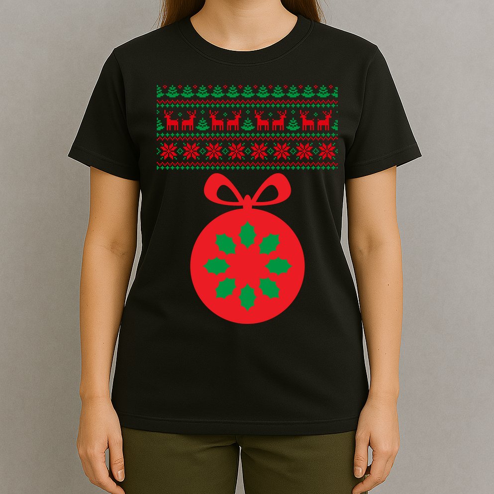 Christmas Ugly Sweater Pregnancy Ornament  T-Shirt