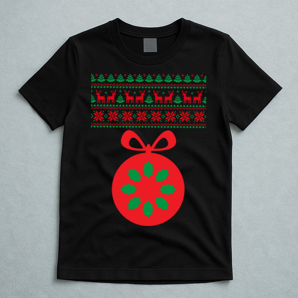 Christmas Ugly Sweater Pregnancy Ornament  T-Shirt