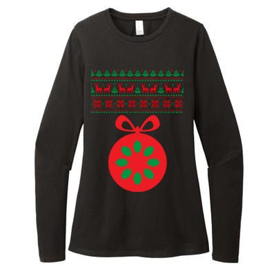 Christmas Ugly Sweater Pregnancy Ornament  Womens CVC Long Sleeve Shirt