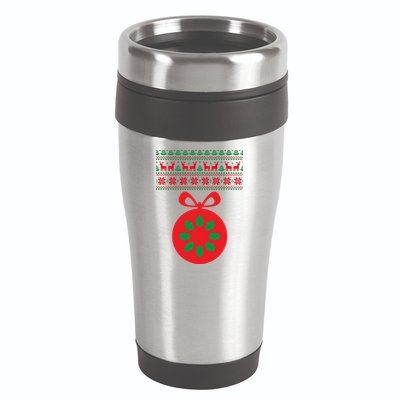 Christmas Ugly Sweater Pregnancy Ornament  16oz Travel Tumbler