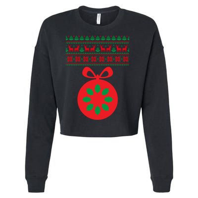 Christmas Ugly Sweater Pregnancy Ornament  Cropped Pullover Crew