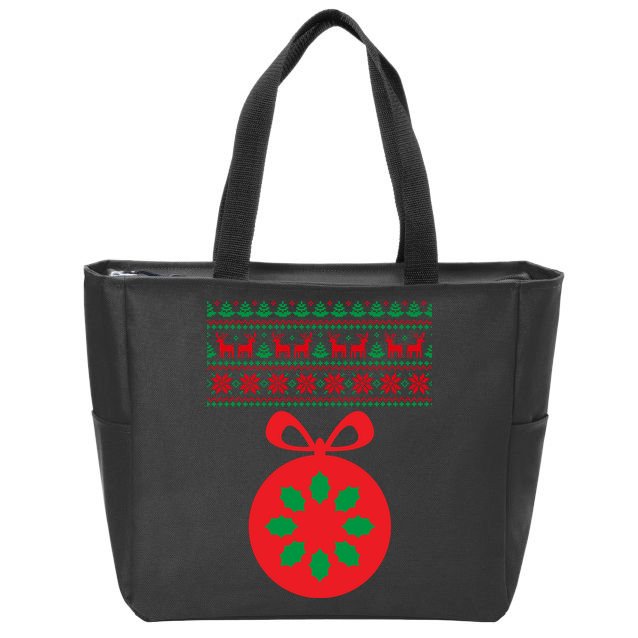 Christmas Ugly Sweater Pregnancy Ornament  Zip Tote Bag
