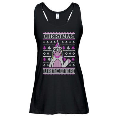 Christmas Unicorn Ugly Sweater Ladies Essential Flowy Tank
