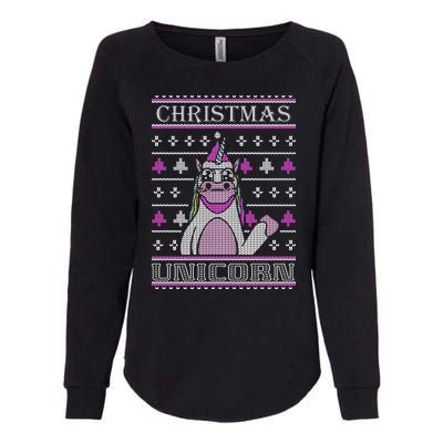 Christmas Unicorn Ugly Sweater Womens California Wash Sweatshirt