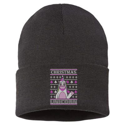 Christmas Unicorn Ugly Sweater Sustainable Knit Beanie