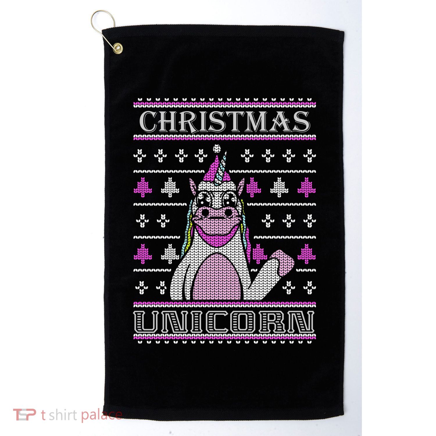 Christmas Unicorn Ugly Sweater Golf Towel