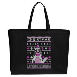 Christmas Unicorn Ugly Sweater Cotton Canvas Jumbo Tote