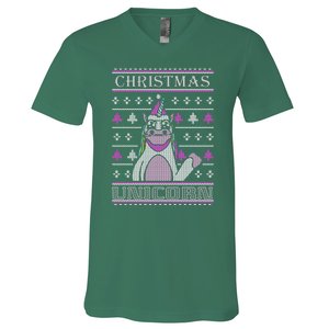 Christmas Unicorn Ugly Sweater V-Neck T-Shirt