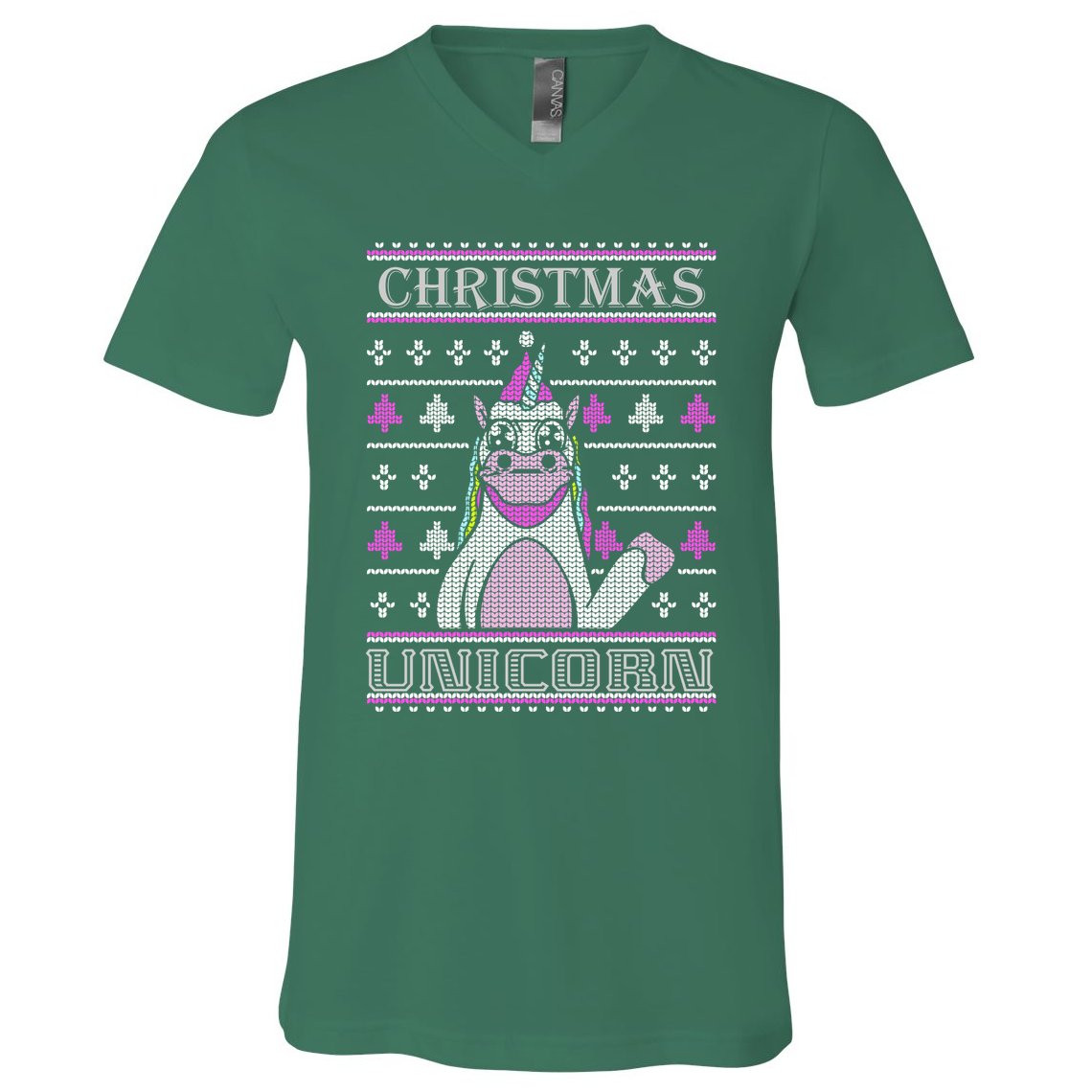 Christmas Unicorn Ugly Sweater V-Neck T-Shirt