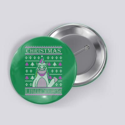 Christmas Unicorn Ugly Sweater Button