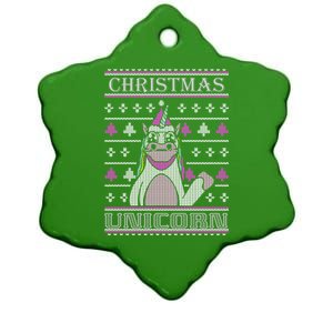 Christmas Unicorn Ugly Sweater Ceramic Star Ornament