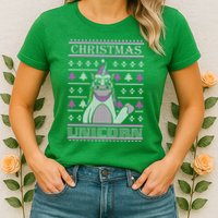 Christmas Unicorn Ugly Sweater Womens T-Shirt