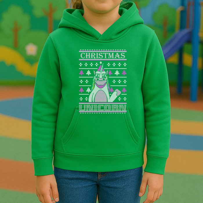 Christmas Unicorn Ugly Sweater Kids Hoodie