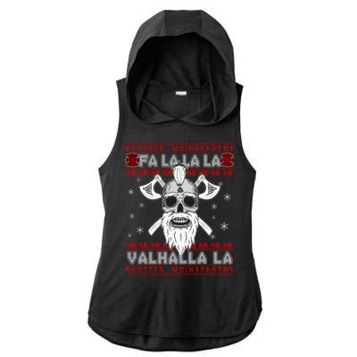 Christmas Valhalla Viking Valknut Skull Ugly Sweater Ladies PosiCharge Tri-Blend Wicking Draft Hoodie Tank