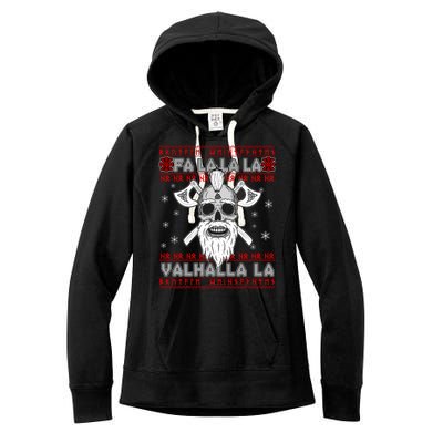 Christmas Valhalla Viking Valknut Skull Ugly Sweater Women's Fleece Hoodie