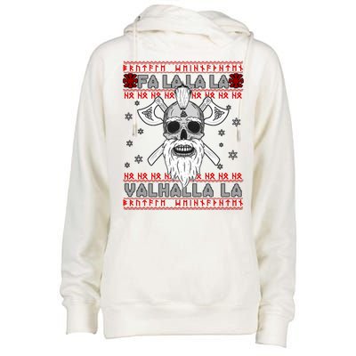 Christmas Valhalla Viking Valknut Skull Ugly Sweater Womens Funnel Neck Pullover Hood