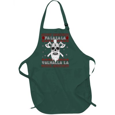 Christmas Valhalla Viking Valknut Skull Ugly Sweater Full-Length Apron With Pockets