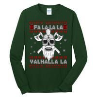 Christmas Valhalla Viking Valknut Skull Ugly Sweater Tall Long Sleeve T-Shirt