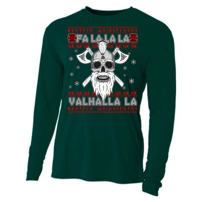 Christmas Valhalla Viking Valknut Skull Ugly Sweater Cooling Performance Long Sleeve Crew