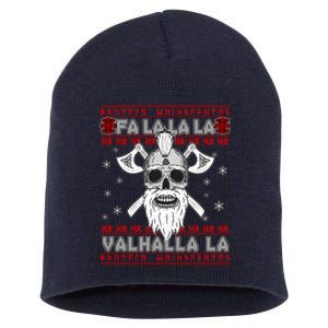 Christmas Valhalla Viking Valknut Skull Ugly Sweater Short Acrylic Beanie