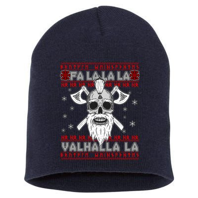 Christmas Valhalla Viking Valknut Skull Ugly Sweater Short Acrylic Beanie