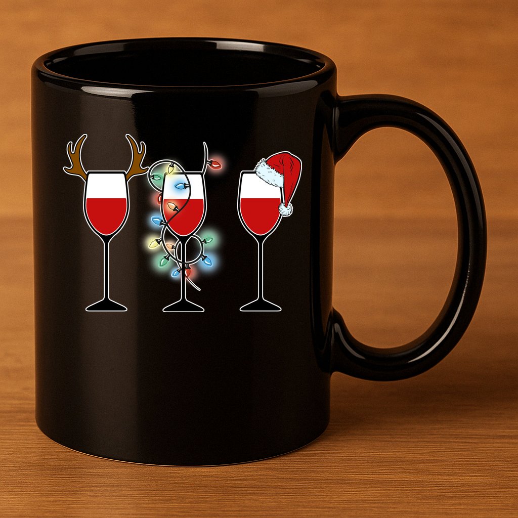 Christmas Wine Party 11oz C Handle Ceramic Mug