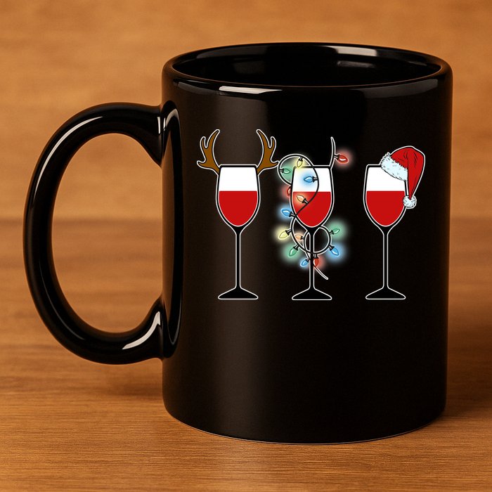 Christmas Wine Party 11oz C Handle Ceramic Mug