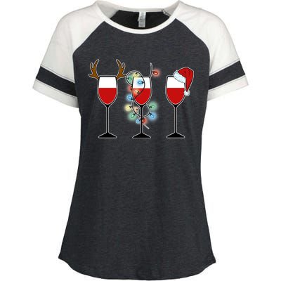 Christmas Wine Party Enza Ladies Jersey Colorblock Tee