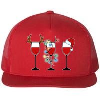 Christmas Wine Party Flat Bill Trucker Hat