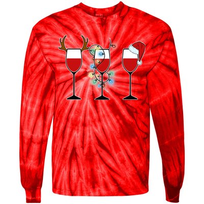 Christmas Wine Party Tie-Dye Long Sleeve Shirt