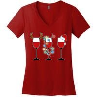 Christmas Wine Party Women's V-Neck T-Shirt