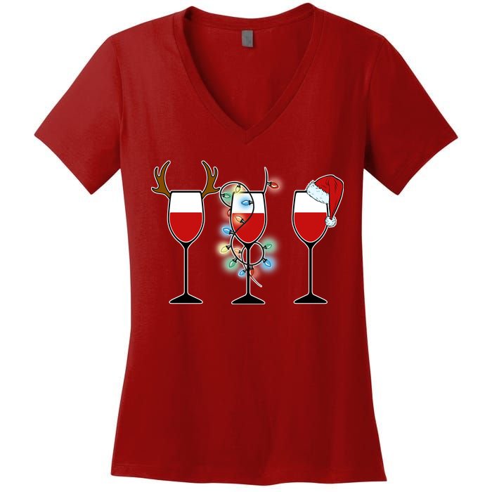 Christmas Wine Party Women's V-Neck T-Shirt