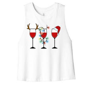 Christmas Wine Party Women's Racerback Cropped Tank