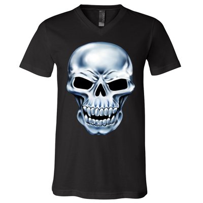 Chrome Skull V-Neck T-Shirt