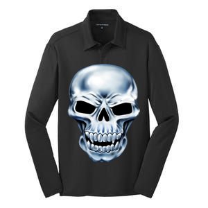 Chrome Skull Silk Touch Performance Long Sleeve Polo