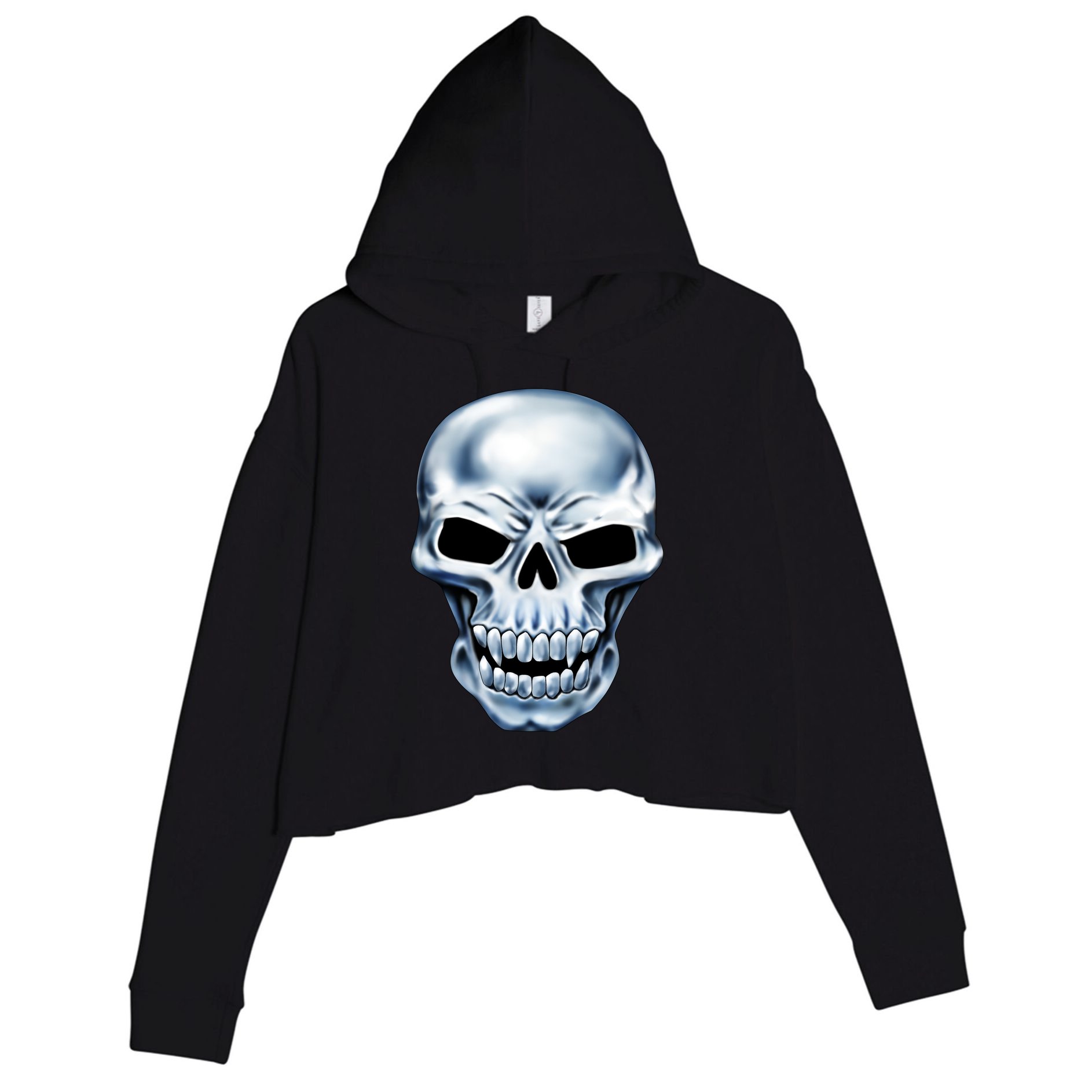 Chrome Skull Crop Fleece Hoodie
