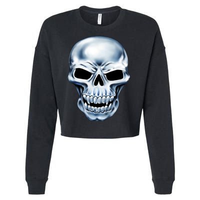 Chrome Skull Cropped Pullover Crew