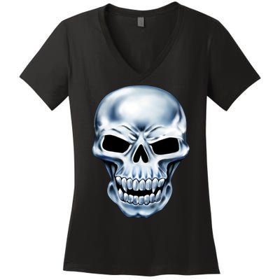 Chrome Skull Women's V-Neck T-Shirt