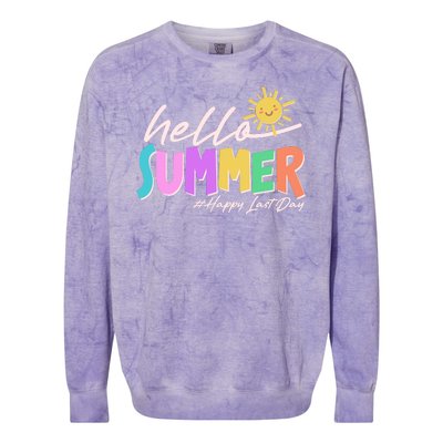 Cute Hello Summer #Happy Last Day Colorblast Crewneck Sweatshirt