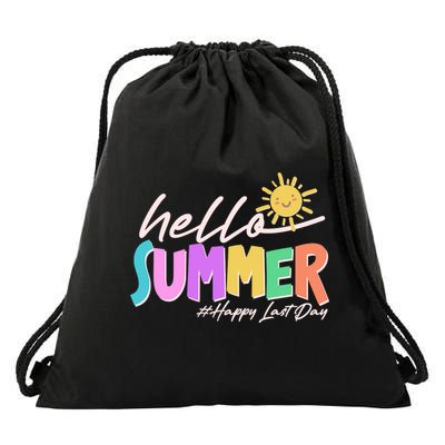 Cute Hello Summer #Happy Last Day Drawstring Bag